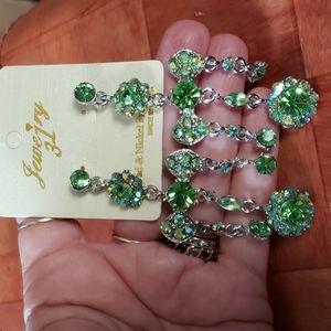 Green Austrian Crystal Chandelier Earrings